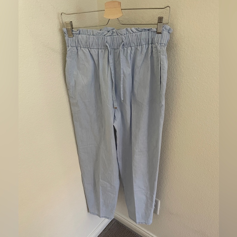 Zara Light Blue Paperbag Waist Trousers